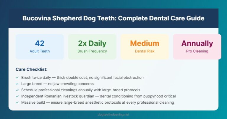 bucovina shepherd dog teeth dental care guide infographic