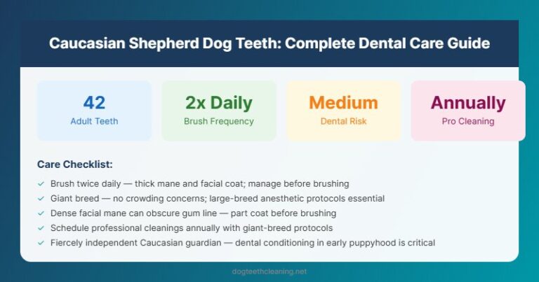 caucasian shepherd dog teeth dental care guide infographic