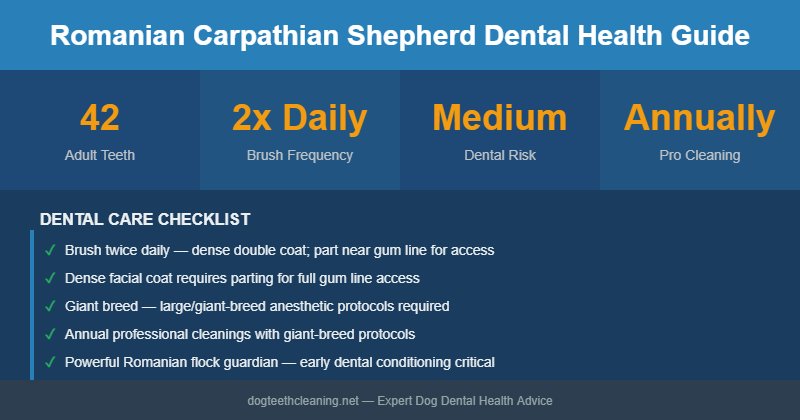 Romanian Carpathian Shepherd dental health infographic